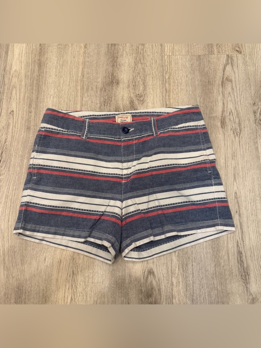 Khakis by Gap Striped Cotton Shorts Size 6 Blue‎ Red White